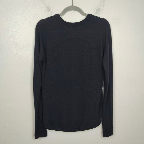 Lululemon Sit In Lotus Sweater Womens Medium Black Merino Wool Pullover Knit - Picture 5 of 7